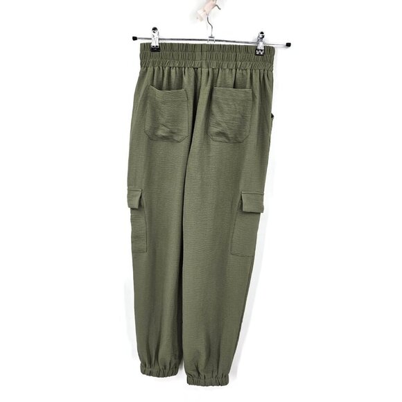 NWOT Evereve Olive Green Jogger Pants Womens S Pockets Elastic Waist - Picture 2 of 4
